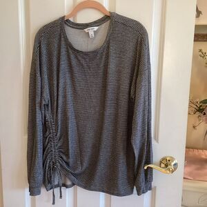 NWOT. Nine West Brand Women’s Medium Grey & Black Striped L/S Top